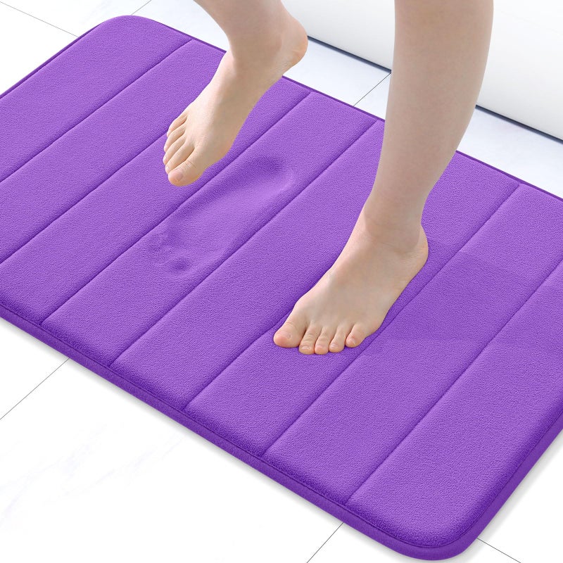Buganda Memory Foam Bath Mat, 24" x 16", Ultra Soft and Non-Slip Bathroom Rugs, Water Absorbent and Machine Washable Bath Rug for Bathroom, Shower, and Tub, Purple - Image 1